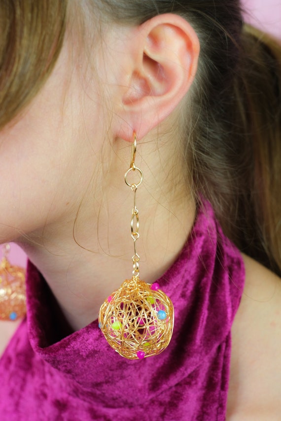 Orecchini Hippie Anni '70 - Giocattolo Colorato, Rosa, Per Feste E Costumi - Foto 8