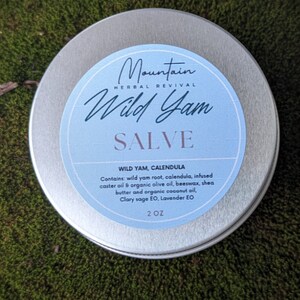 Wild yam salve, caster oil salve, infused salve, wild yam cream, wild yam ointment