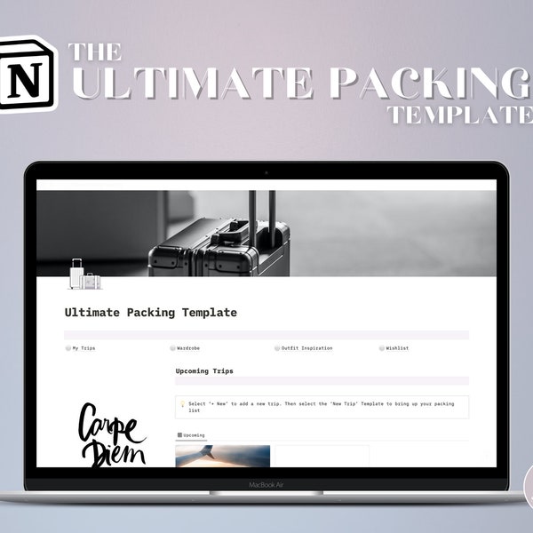 The Ultimate Packing List | Notion Template | Editable | Travel Checklist | Holiday Checklist | Outfit Planner