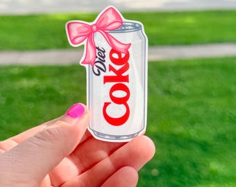 Cute Diet Soda Sticker With Bow, Coquette Soda Can Decal, Trendy Girly Drink Sticker