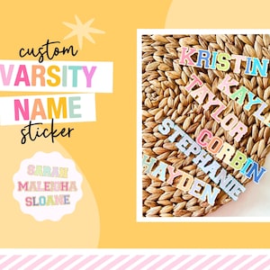 Custom Varsity Name Sticker, Personalized Name Decal, Name Stickers For Kids, Aesthetic Name Tags For Cup, Personalized Water Bottle Sticker