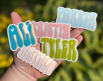 Retro Name Tag, Personalized Name Sticker For Water Bottle
