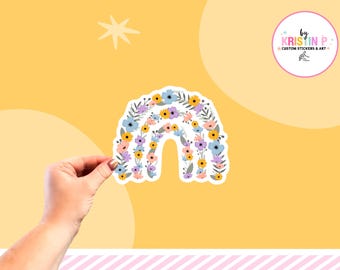 Floral Stickers For journal, Rainbow Stickers For Water Bottle, Aesthetic Stickers For iPad, Cute Stickers For Phone, Grab Bag Stickers