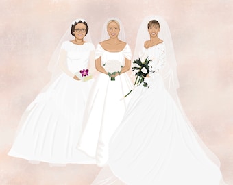Custom Portrait Illustration from Photo, Family Portrait Drawing