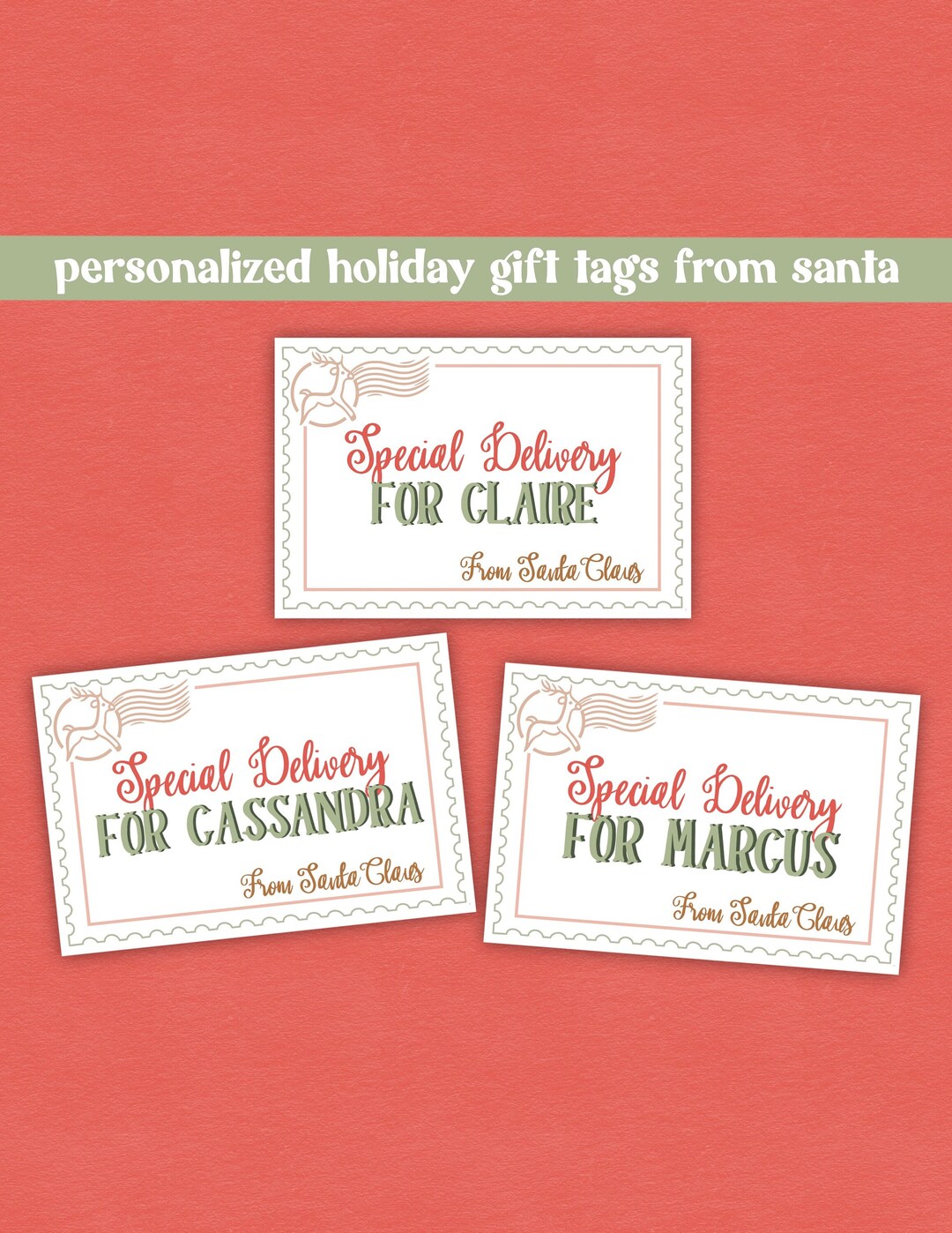 Personalized Holiday Gift Tags From Santa, Personalized Labels for Gift