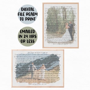 Wedding Song Lyrics With Photo, Sentimental Gift For Groom, Anniversary Gift For Her, Custom Portrait For Couple, Song Lyric Wall Art