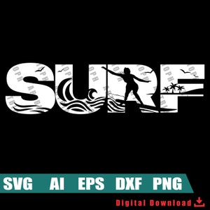 SURF - Surfer simple design concept for surfing enthusiast- Digital File