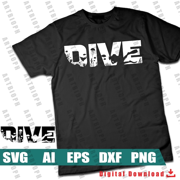 Dive SVG concept shirt design for scuba diving enthusiast diver underwater SVG File - Digital File - Instant Download