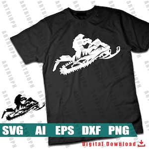 Snowmobile svg - mountains and trees concept of snowmobile, snowmobile svg, snowmobile winter sport svg - Instant download