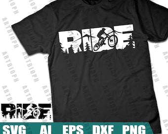 RIDE MTBライダーデザイン（MTB愛好家、バイカー、スポーツ、ライディング、マウンテンSVG用） - デジタルファイル - 即時ダウンロード