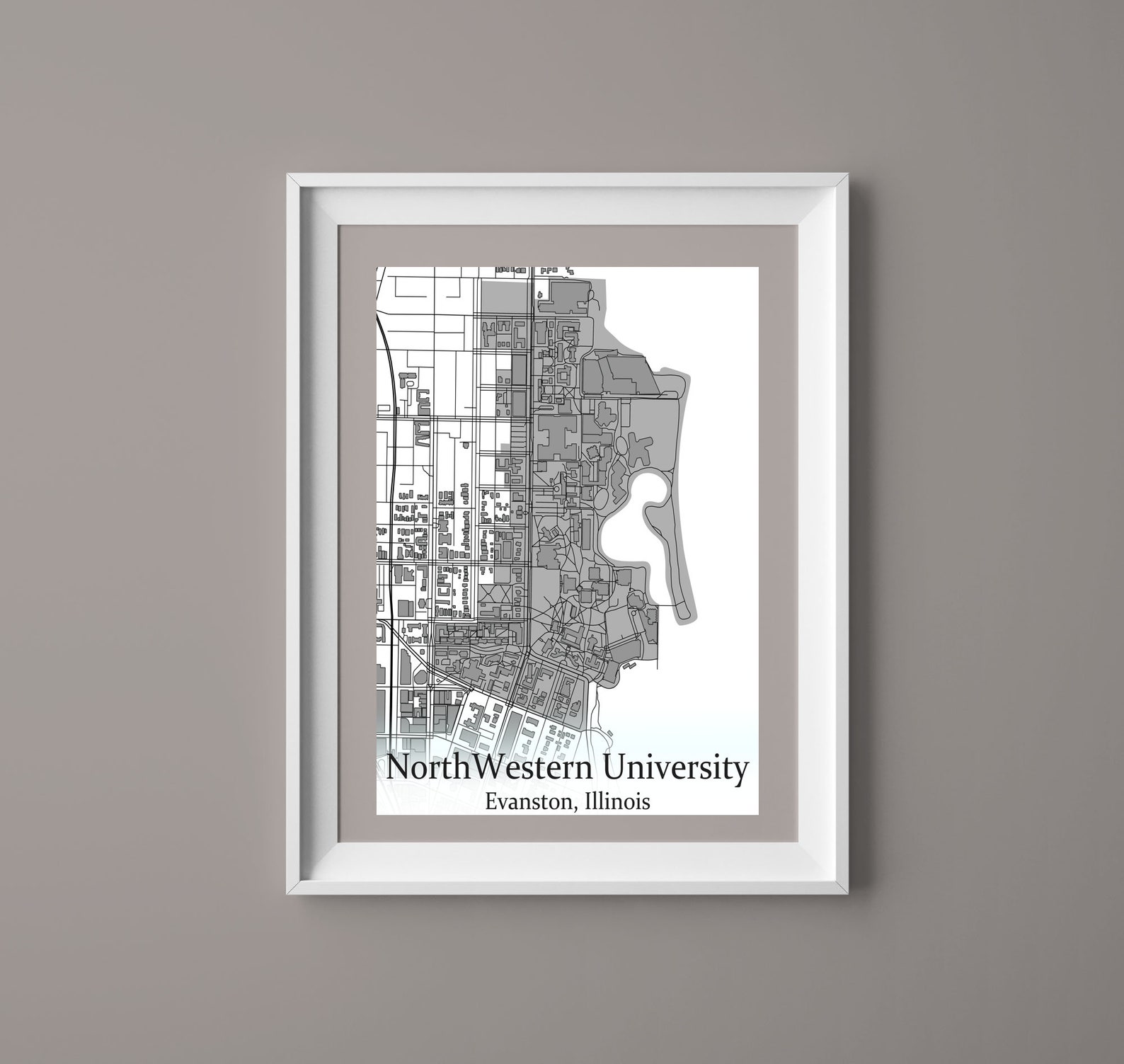 Colored Map of Northwestern University Campus Map and All Its Roads - Etsy