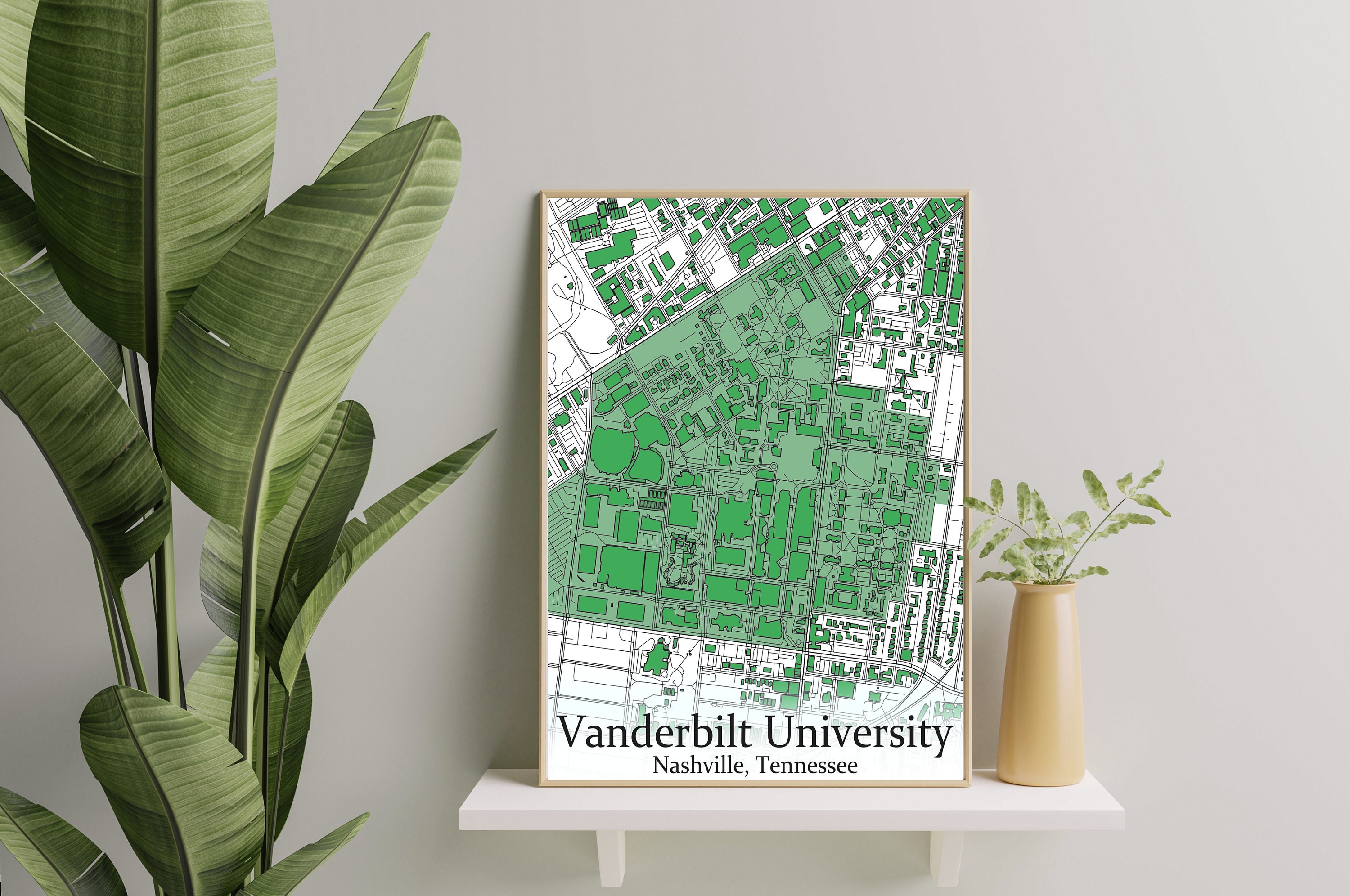 Colored Campus Map of Vanderbilt University and All Its Roads Etsy