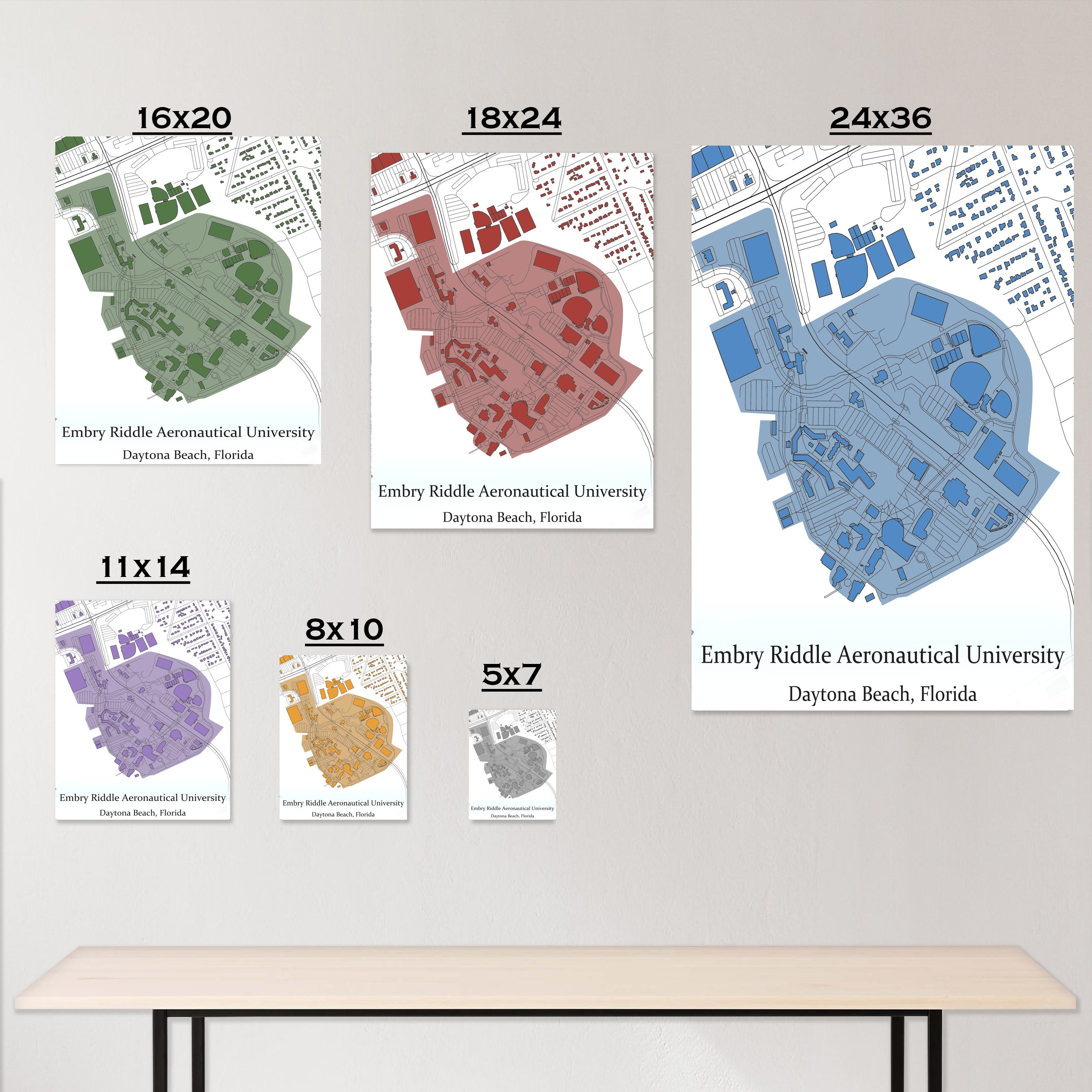 Colored Campus Map of Embry Riddle - Etsy