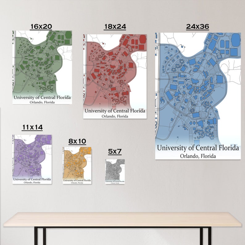 Colored Campus Map of UCF University of Central Florida and All Its Roads - Etsy