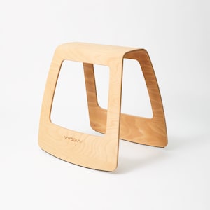 Ergonomischer Stuhl aus Buchenholz H. cm 65 - Bürohocker und Sattelhocker mit Schwingeffekt - Umweltfreundlich und Made in Italy