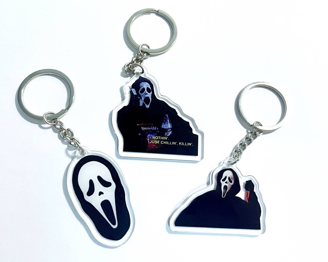 Scream Ghostface Keychain Keyring Horror Movie Ghost Acrylic Etsy