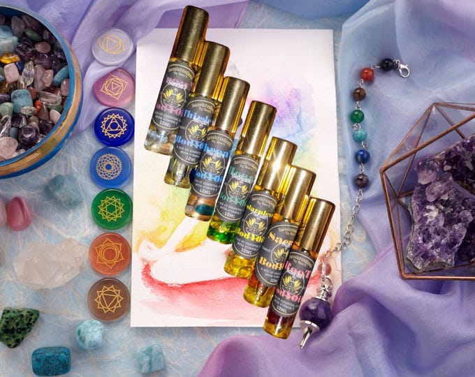 7 Chakra  Body Oil collection, Natural mixed essential oil, roll on oils for men, scented oil spray.