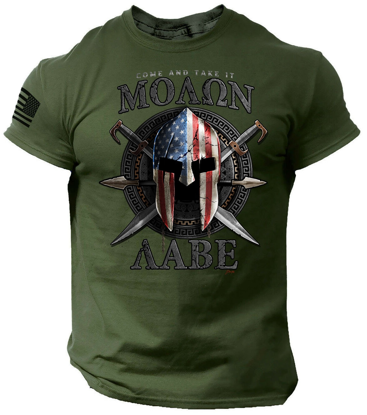 Spartan Helmet Molon Labe T-Shirt Gun Rights Tee