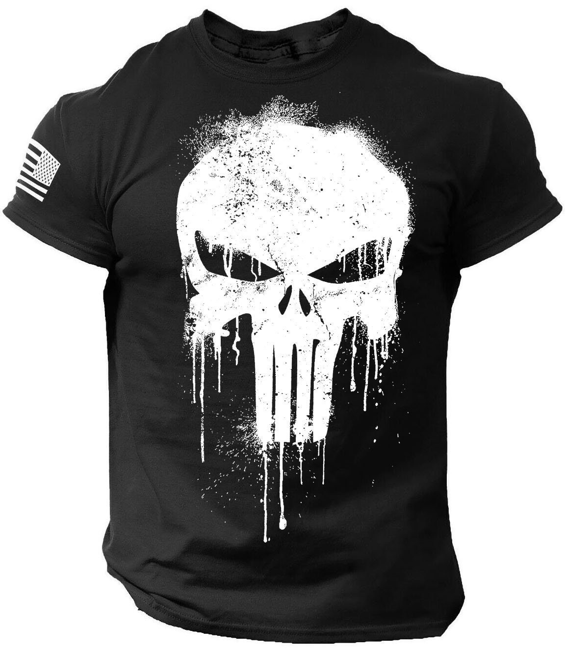 Discover Military Punisher Patriotischer Schädel 3D T-Shirt