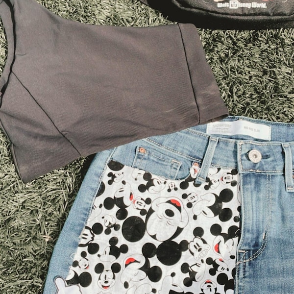 Custom Upcycled Mickey Levi’s shorts