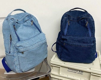 black denim backpack