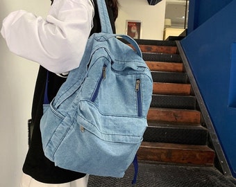 vintage denim backpack