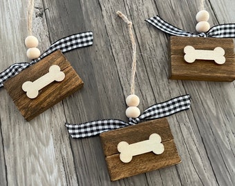 Set of 3 Mini Dog Bone Ornaments, Choose Your Ribbon