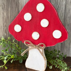 Wood Mushroom Shelf Sitter, Mushroom Decor, Spring Tiered Tray