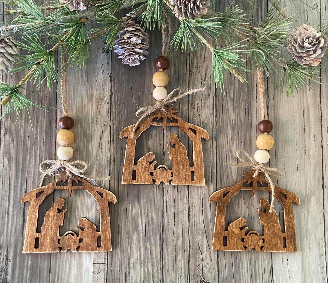 Nativity Christmas Craft Kit - 24 Sets Silhouette Ornaments With Tissue Paper - Sunday School Activities