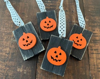 Set of 4 Jack O' Lantern Ornaments, Halloween ornaments