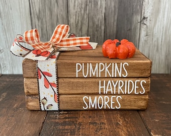 Pumpkin Book Stack, Fall Tiered Tray Books