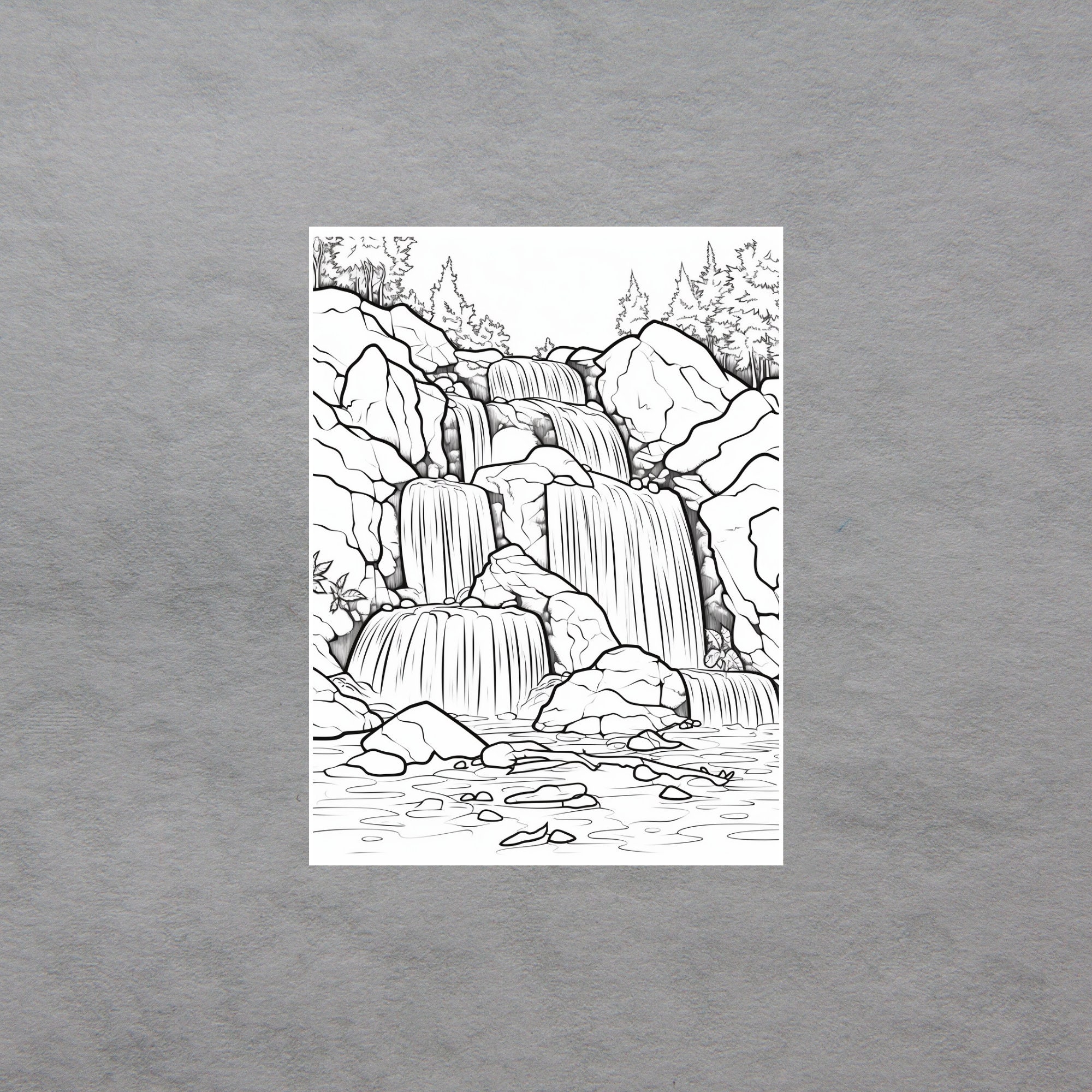 Waterfall Map Printable Beautiful Waterfall Landscape Coloring Pages | 8.5