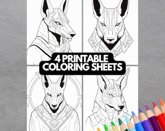 Anubis Altar Printable Coloring Pages Digital Download - Egyptian God Statue Coloring Book Black White Instant Download PNG Best Book