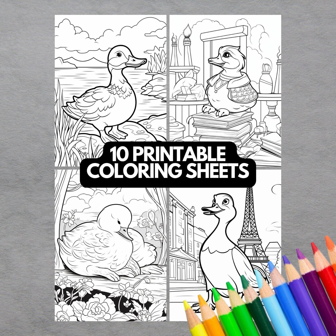 10 Duck Coloring Pages Printable PDF Animal Coloring Sheets for Kids ...