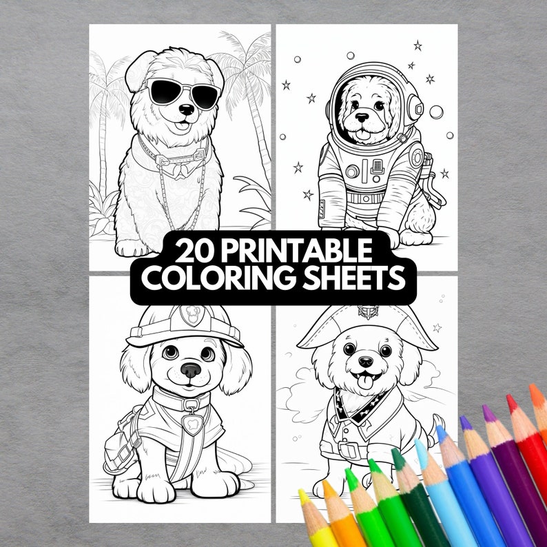 Dogs Dressed up Easy Dog Coloring Pages for Kids Toddlers Preschoolers ...