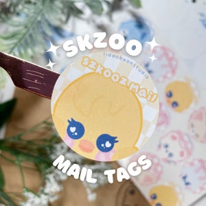 SKZ Round Mailing Labels - 35 count - | Stray Kids Mail Tags | SKOOZ Cute Characters  | Envelope Seals | Kawaii Accessories, Cute Stationary