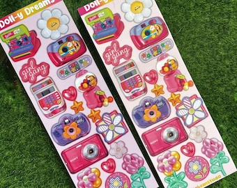Y2K Camera Stickers: Doll-y Dreams Matte Vinyl Deco Sticker Sheet