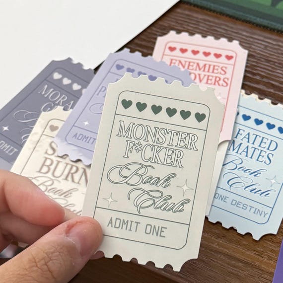 Bookish Trope Tickets | Kindle Stickers | Gifts for Readers | Booktok, Bookstagram
