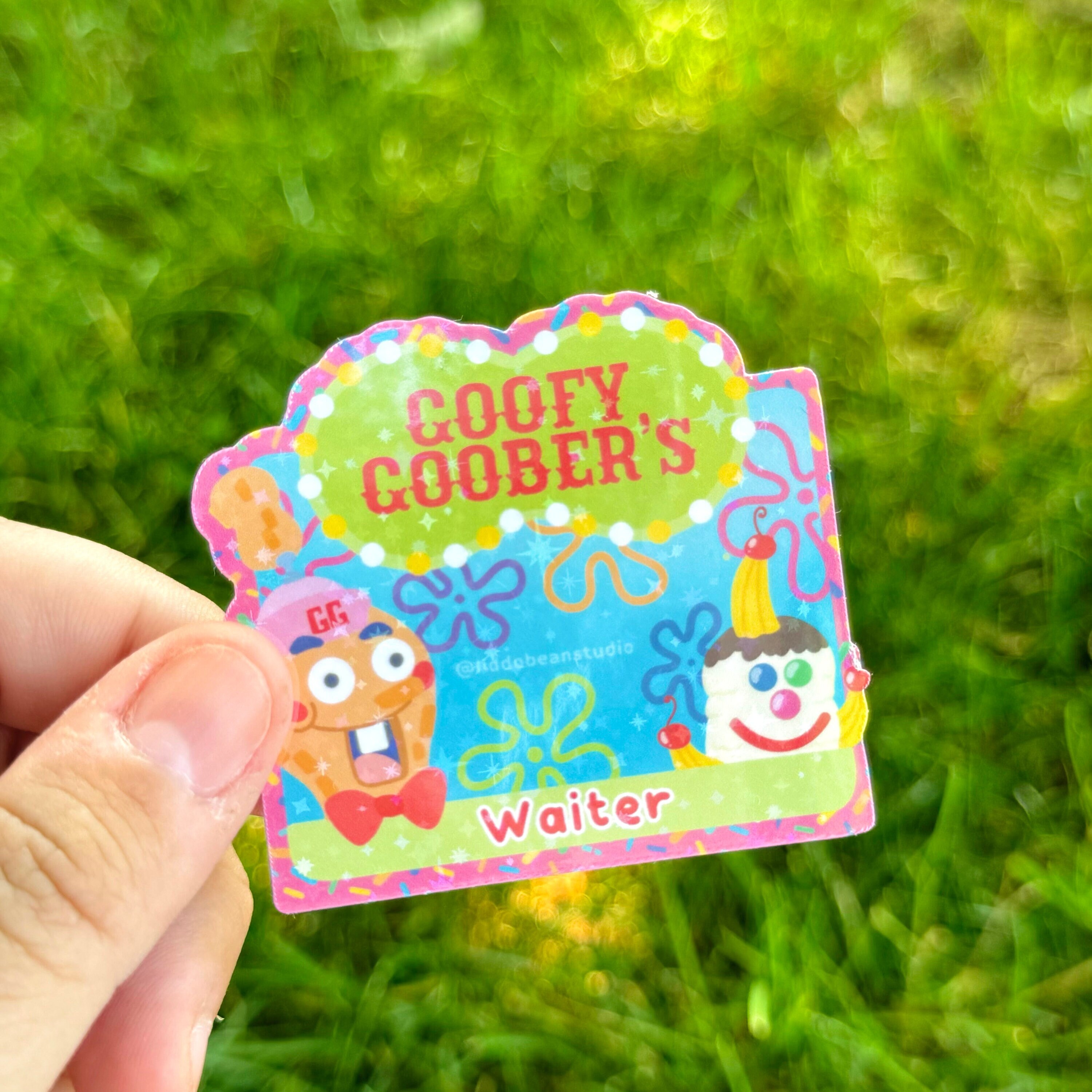 Peanut Waiter Sticker | Holo Vinyl Sticker | Cute Cartoon Sticker | Funny Sticker | Rainbow Sticker | Silly Sticker |