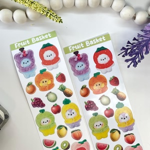 Fruit Basket Plushy Deco Sticker Sheet | Matte Vinyl Stickers  | Cute BTS Sticker | Deco Sticker | Kpop Sticker |