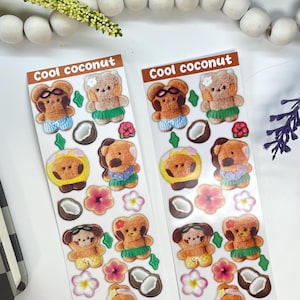 Cool Coconut Plushy Deco Sticker Sheet | Matte Vinyl Sticker | Cute BTS Sticker | Deco Sticker | Kpop Sticker |