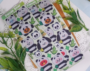 Panda Bear Plushy Deco Sticker Sheet | Matte Vinyl Sticker | Cute BTS Sticker | Deco Sticker | Kpop Sticker |