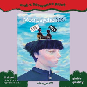 Mob Psycho 100 x Severance Crossover Art Print–Surreal Anime Poster for Home Office–Shigeo Kageyama Semi-Realistic Painting