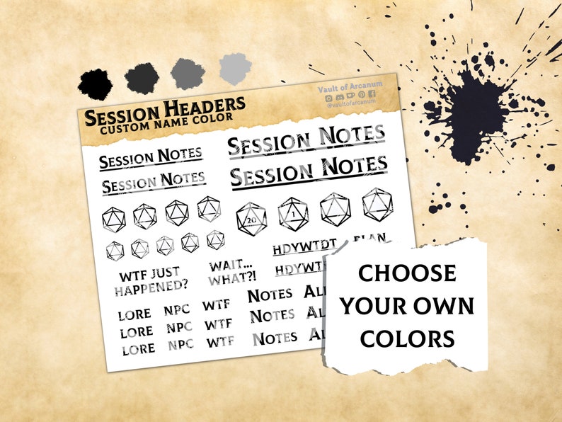 Next Session Sticker Color Customizable Session Stickers | RPG Journaling Planner Stickers ...