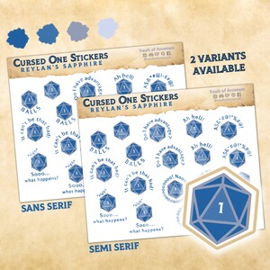 Nat 1 Würfel Stickers - Reylans Saphir | Fantasy TTRPG Natural 1 Planer Aufkleber | Für Notizen, Nerdy Geschenke, RPG GMs & Spieler