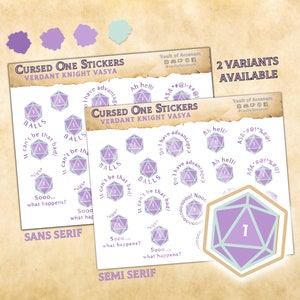 Cursed One Dice Stickers - Verdant Knight Vasya | Fantasy TTRPG Nat 1 Planner Stickers | For Session Notes, Writers, Gifts RPG GMs & Players