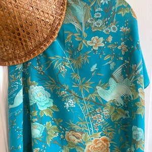Vintage French Silk Scarf With Exotic Birds | Semi Sheer Clothing and Accessories | Floral Veil For Coquette Room Decor