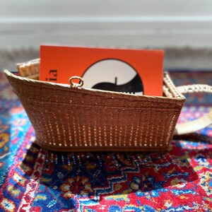 panier en osier Français vintage avec poignée | Décoration intérieure de style rustique | panier à vin vintage