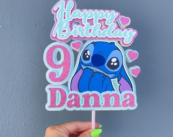 Personalized Stitch Cake Topper | Stitch Centerpieces | Stitch Party Decor | Hawaiian Party