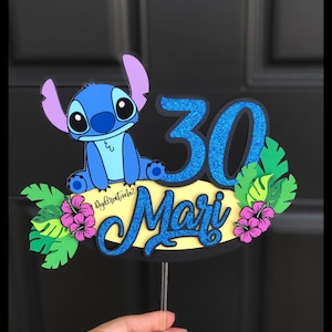 Personalized Stitch Cake Topper | Stitch Centerpieces | Stitch Party Decor | Hawaiian Party